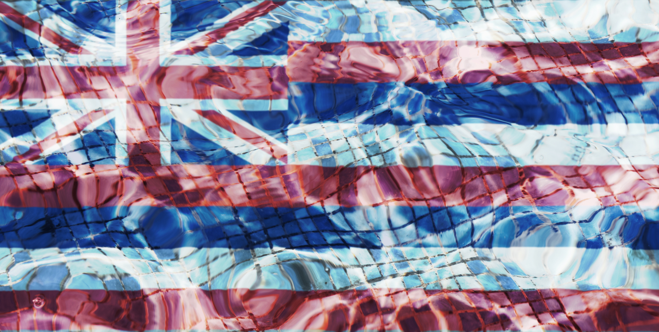 Texture of Hawaii flag in the pool, water.